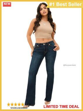 Mid Rise Flare Jeans Retro Single Needle Stitching Flap Denim